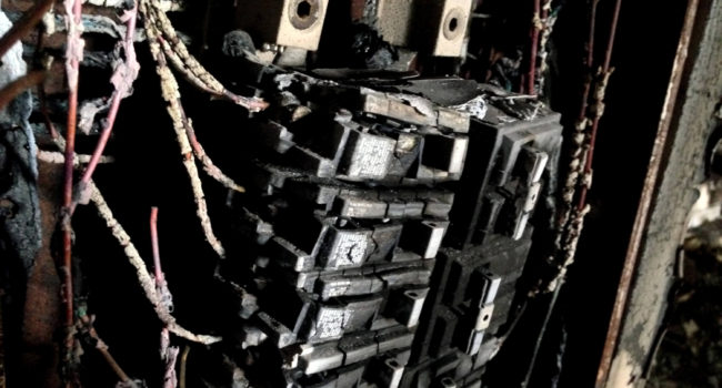 Service Panels damaged in a home fire